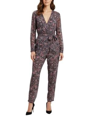IRO Floral Plunge Neckline Long Sleeve Jumpsuit in Grey Size 4 — STUNNING!!!